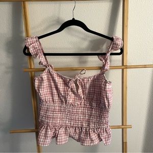 WAYF gingham pink top size L new with tags